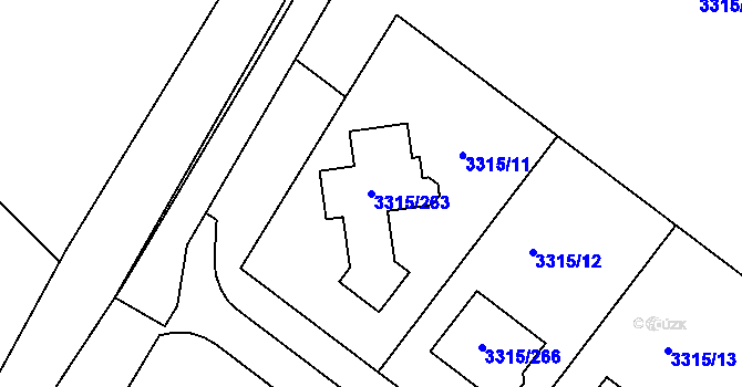 Parcela st. 3315/263 v KÚ Hluk, Katastrální mapa