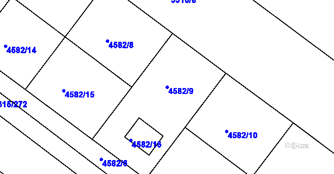 Parcela st. 4582/9 v KÚ Hluk, Katastrální mapa