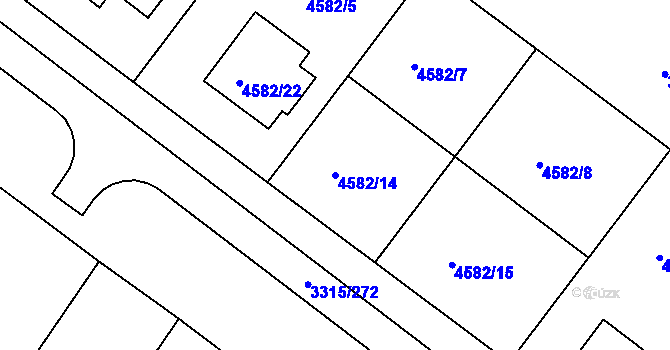 Parcela st. 4582/14 v KÚ Hluk, Katastrální mapa