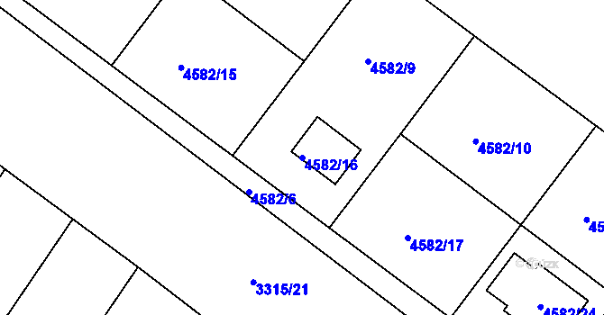 Parcela st. 4582/16 v KÚ Hluk, Katastrální mapa