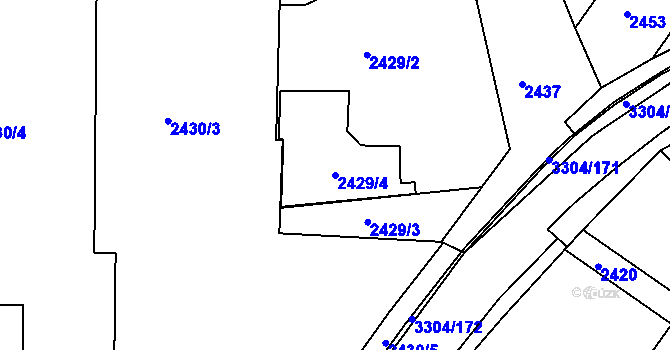 Parcela st. 2429/4 v KÚ Hluk, Katastrální mapa