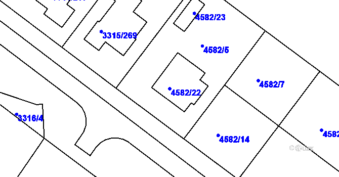 Parcela st. 4582/22 v KÚ Hluk, Katastrální mapa