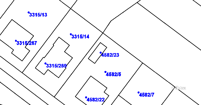 Parcela st. 4582/23 v KÚ Hluk, Katastrální mapa