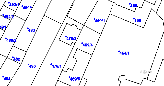 Parcela st. 469/4 v KÚ Hluk, Katastrální mapa