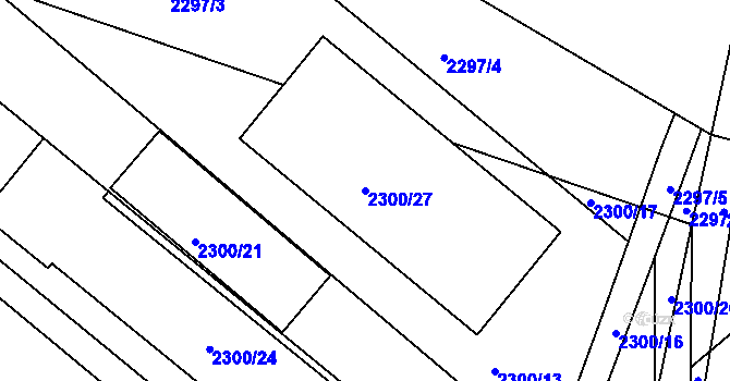 Parcela st. 2300/27 v KÚ Hluk, Katastrální mapa