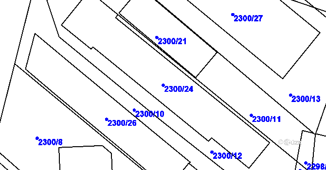 Parcela st. 2300/24 v KÚ Hluk, Katastrální mapa