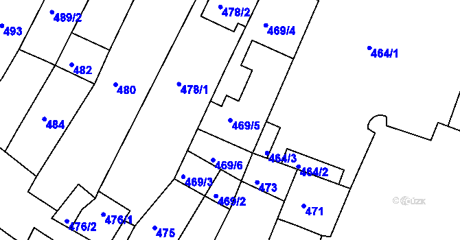 Parcela st. 469/5 v KÚ Hluk, Katastrální mapa