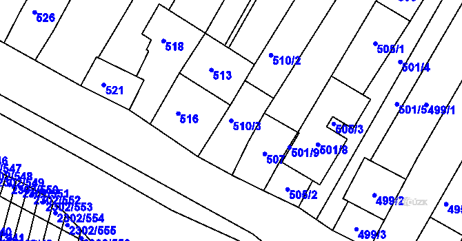 Parcela st. 510/3 v KÚ Hluk, Katastrální mapa