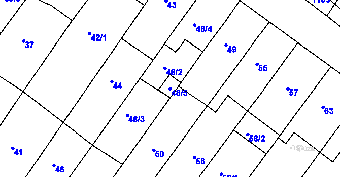 Parcela st. 48/5 v KÚ Hluk, Katastrální mapa