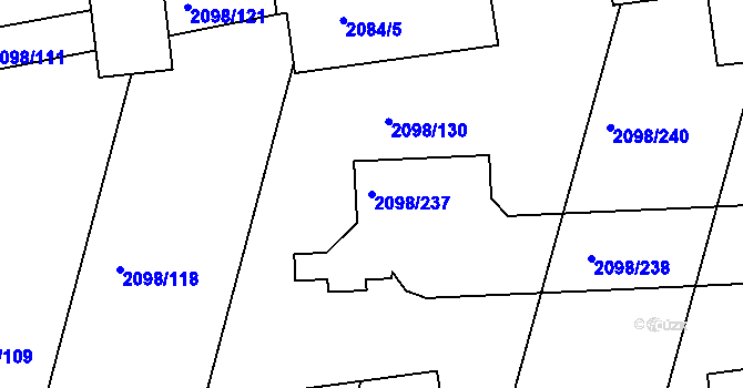 Parcela st. 2098/237 v KÚ Hluk, Katastrální mapa