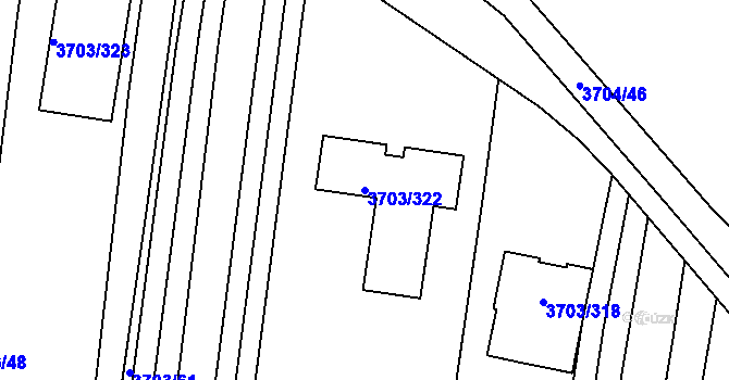 Parcela st. 3703/322 v KÚ Hluk, Katastrální mapa