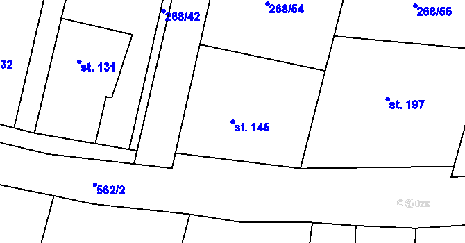 Parcela st. 145 v KÚ Hlušice, Katastrální mapa