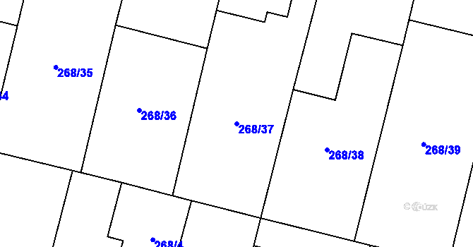 Parcela st. 268/37 v KÚ Hlušice, Katastrální mapa