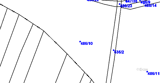 Parcela st. 486/10 v KÚ Hlušice, Katastrální mapa