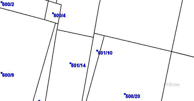 Parcela st. 501/10 v KÚ Hlušice, Katastrální mapa
