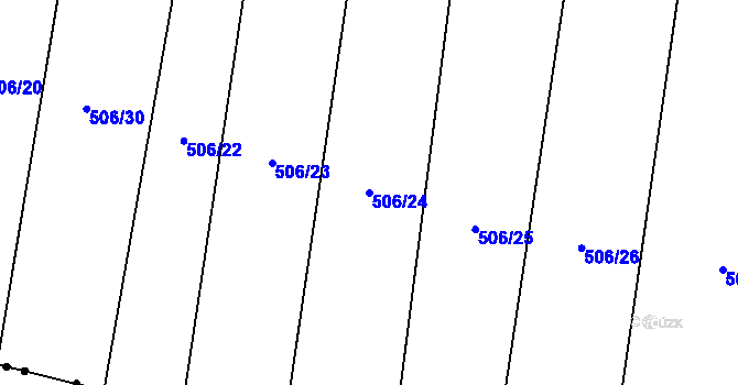 Parcela st. 506/24 v KÚ Hlušice, Katastrální mapa