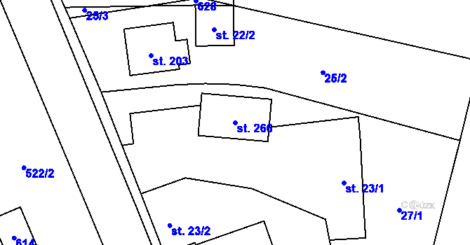 Parcela st. 266 v KÚ Hlušice, Katastrální mapa