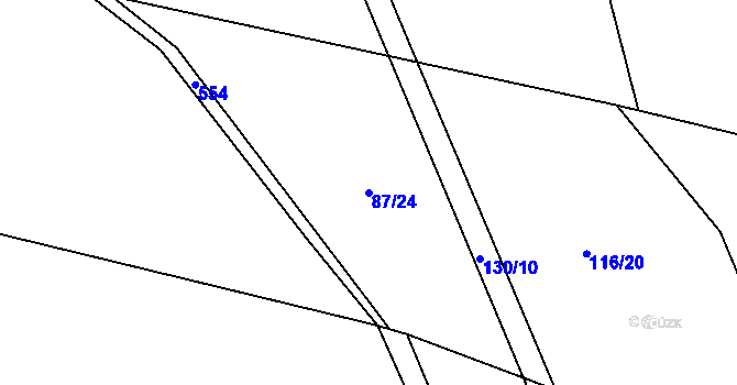 Parcela st. 87/24 v KÚ Hlušice, Katastrální mapa