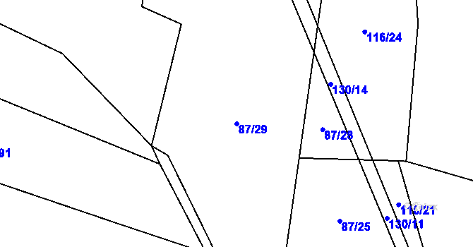 Parcela st. 87/29 v KÚ Hlušice, Katastrální mapa