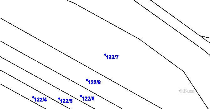 Parcela st. 122/7 v KÚ Hlušice, Katastrální mapa