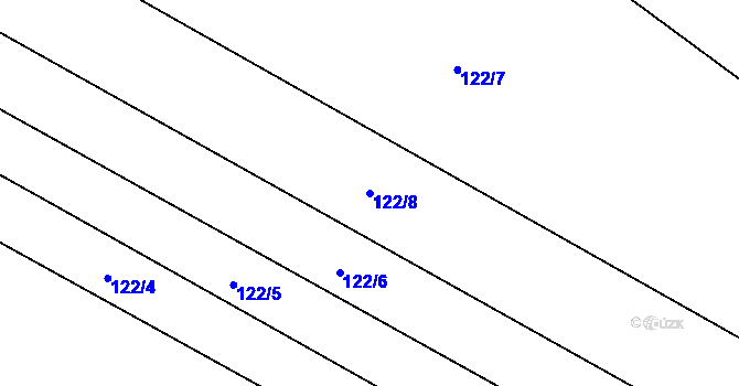 Parcela st. 122/8 v KÚ Hlušice, Katastrální mapa