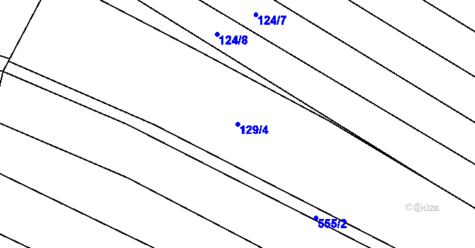 Parcela st. 129/4 v KÚ Hlušice, Katastrální mapa