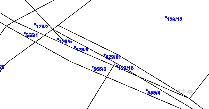 Parcela st. 129/11 v KÚ Hlušice, Katastrální mapa