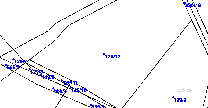 Parcela st. 129/12 v KÚ Hlušice, Katastrální mapa