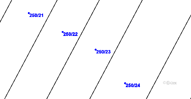 Parcela st. 250/23 v KÚ Hlušice, Katastrální mapa