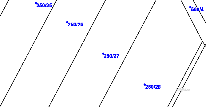 Parcela st. 250/27 v KÚ Hlušice, Katastrální mapa