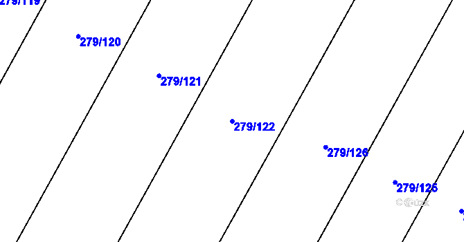 Parcela st. 279/122 v KÚ Hlušice, Katastrální mapa