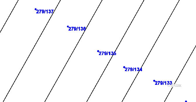 Parcela st. 279/135 v KÚ Hlušice, Katastrální mapa