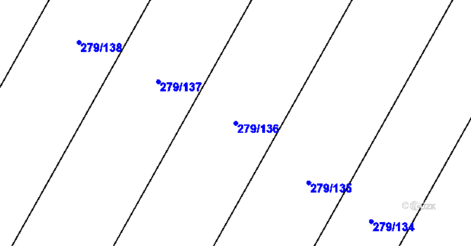 Parcela st. 279/136 v KÚ Hlušice, Katastrální mapa