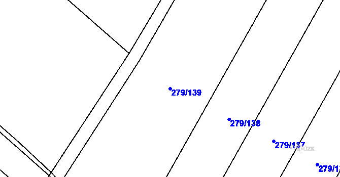 Parcela st. 279/139 v KÚ Hlušice, Katastrální mapa