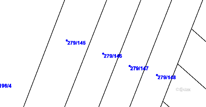 Parcela st. 279/146 v KÚ Hlušice, Katastrální mapa
