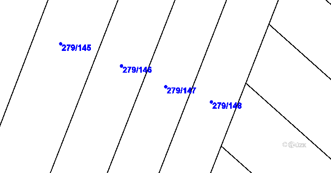 Parcela st. 279/147 v KÚ Hlušice, Katastrální mapa