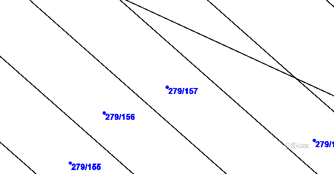 Parcela st. 279/157 v KÚ Hlušice, Katastrální mapa