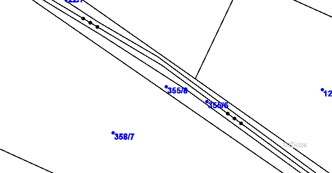 Parcela st. 355/8 v KÚ Hlušice, Katastrální mapa