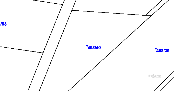 Parcela st. 408/40 v KÚ Hlušice, Katastrální mapa
