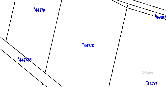Parcela st. 447/8 v KÚ Hlušice, Katastrální mapa
