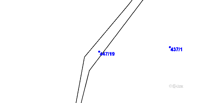 Parcela st. 447/19 v KÚ Hlušice, Katastrální mapa