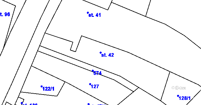Parcela st. 42 v KÚ Hlušičky, Katastrální mapa