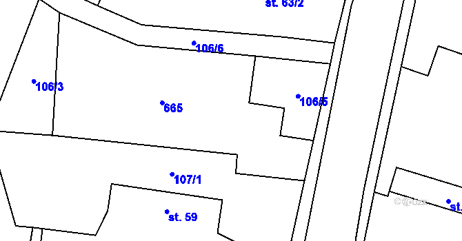 Parcela st. 60 v KÚ Hlušičky, Katastrální mapa