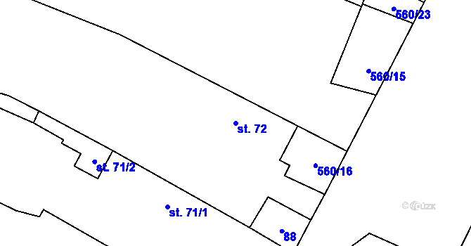 Parcela st. 72 v KÚ Hlušičky, Katastrální mapa
