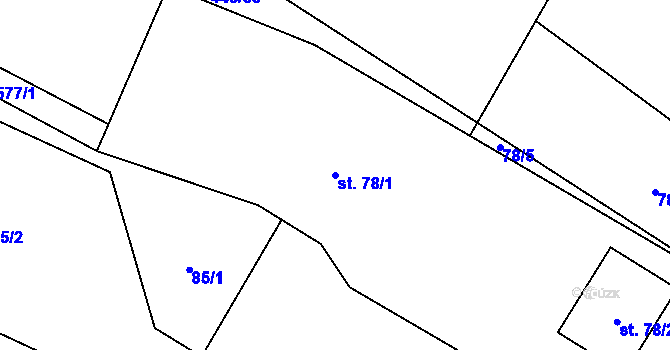 Parcela st. 78/1 v KÚ Hlušičky, Katastrální mapa