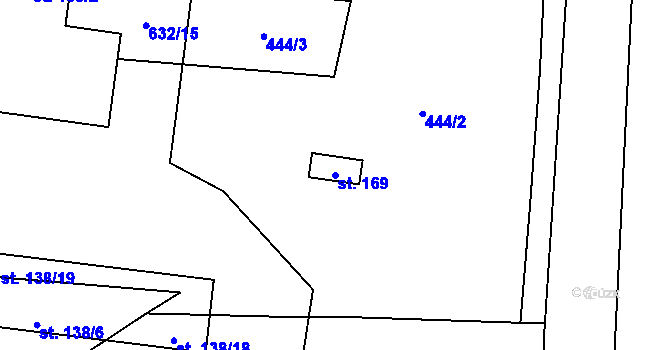 Parcela st. 169 v KÚ Hlušičky, Katastrální mapa