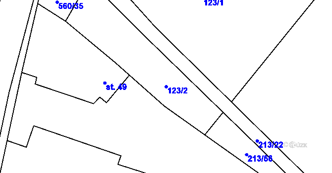 Parcela st. 123/2 v KÚ Hlušičky, Katastrální mapa