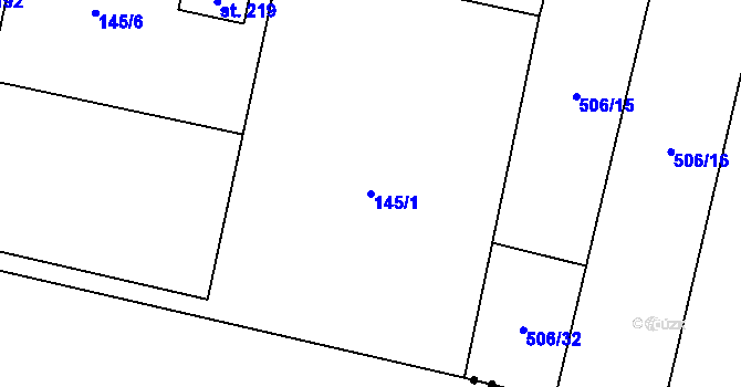 Parcela st. 145/1 v KÚ Hlušičky, Katastrální mapa