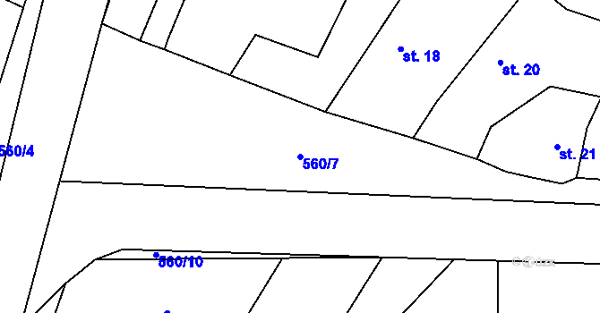Parcela st. 560/7 v KÚ Hlušičky, Katastrální mapa