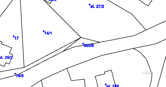 Parcela st. 560/8 v KÚ Hlušičky, Katastrální mapa